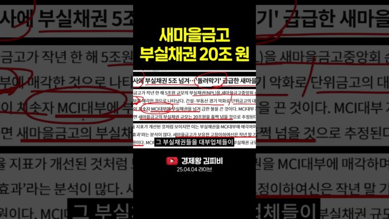 새마을금고 부실채권 20조 원 #shorts