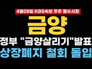 [금양] ▶부산경제 살리러 정부 출동◀ "기업죽이기 나선 금감원 결국 항복" 상폐철회 계획 긴급 공개  #금양 #금양상장폐지 #금양전략