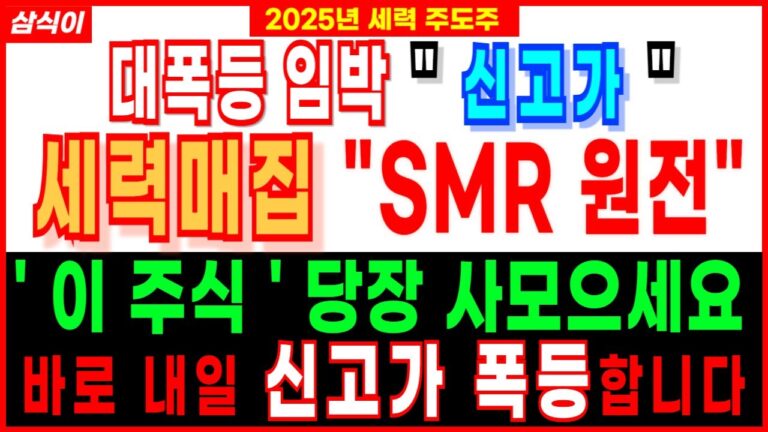 🔥대폭등 임박 ” 신고가 세력매집 ” SMR 원전”🔥’ 이 주식 ‘ 당장 사모으세요 바로 내일 신고가 폭등합니다 #원전주 #SMR #두산에너빌리티 #주식전망 삼식이