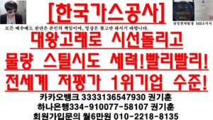 [주식투자]한국가스공사(대왕고래로 시선돌리고물량 스틸시도 세력!/빨리빨리!/전세계 저평가 1위기업 수준!)