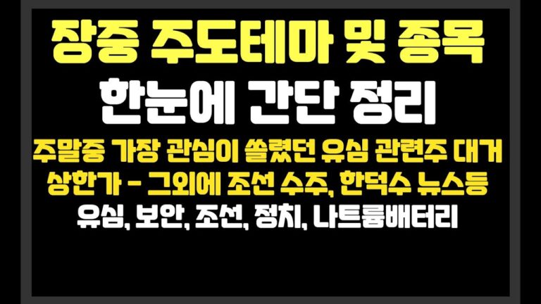 주말중 가장 관심이 쏠렸던 유심관련주 대거 상한가 – 그외에 조선은 지속 수주, 한덕수 뉴스등 / 코나아이,드림시큐리티,한미반도체,한화비전,한화오션,비에이치아이,한화시스템,아톤