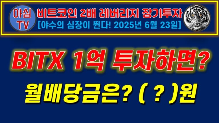 [BITX 장기투자] BITX 1억 투자하면? 월배당금은? ( ? )원 [경제적자유ㅣ확실한 노후준비ㅣ야심매매법]