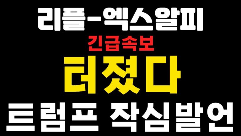 [엑스알피-리플코인] 긴급속보 ! 터졌다 ! 트럼프 작심발언 ! (불독코인,비트코인,급등코인,코인단타)