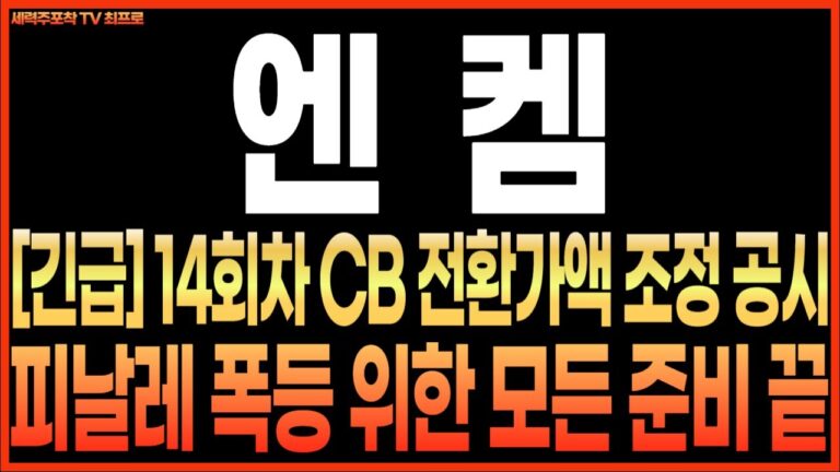 [엔켐 주가전망] [긴급] 14회차 CB 전환가액 조정 공시!! 피날레 폭등 위한 모든 준비 끝!! 장 중 급등의 이유 이거였네요!! 최프로