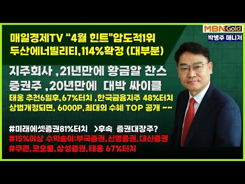 [대장주발굴의 달인 박병주](25.6.5)#두산에너빌리티114%확정#지주회사 21년만에 기회 #증권주20년만에 대박싸이클 #한국금융지주 43%.미래에셋증권73%터치