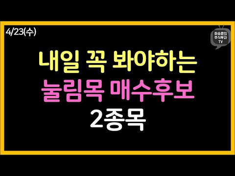 내일 꼭 봐야하는 눌림목 매수후보 2종목