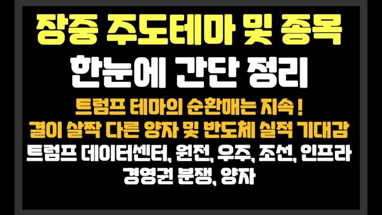 트럼프 테마의 순환매는 지속, 결이 살짝 다른 양자 및 반도체 실적 기대감 /SK하이닉스,고영,일신석재,태성,두산에너빌리티,한화오션,비에이치아이,루미르,로보티즈,한미반도체,지엔씨