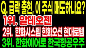 Q. 급락 출현, 이 주식 매도하나요?? 1위. 알테오젠 2위. 한화시스템 한화오션 현대로템 3위. 한화에어로스페이스 한국항공우주 전 종목 대응법 알려드림 ft.두식이주식tv